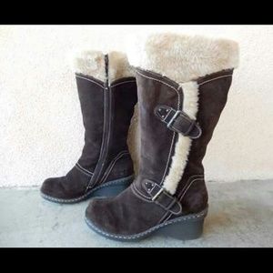 "Brandlee" Brown Suede Faux Fur Lined Boots